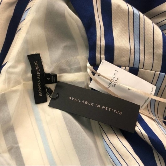 BANANA REPUBLIC One Shoulder Bow Stripe Dress Size 4 NEW - Picture 6 of 8